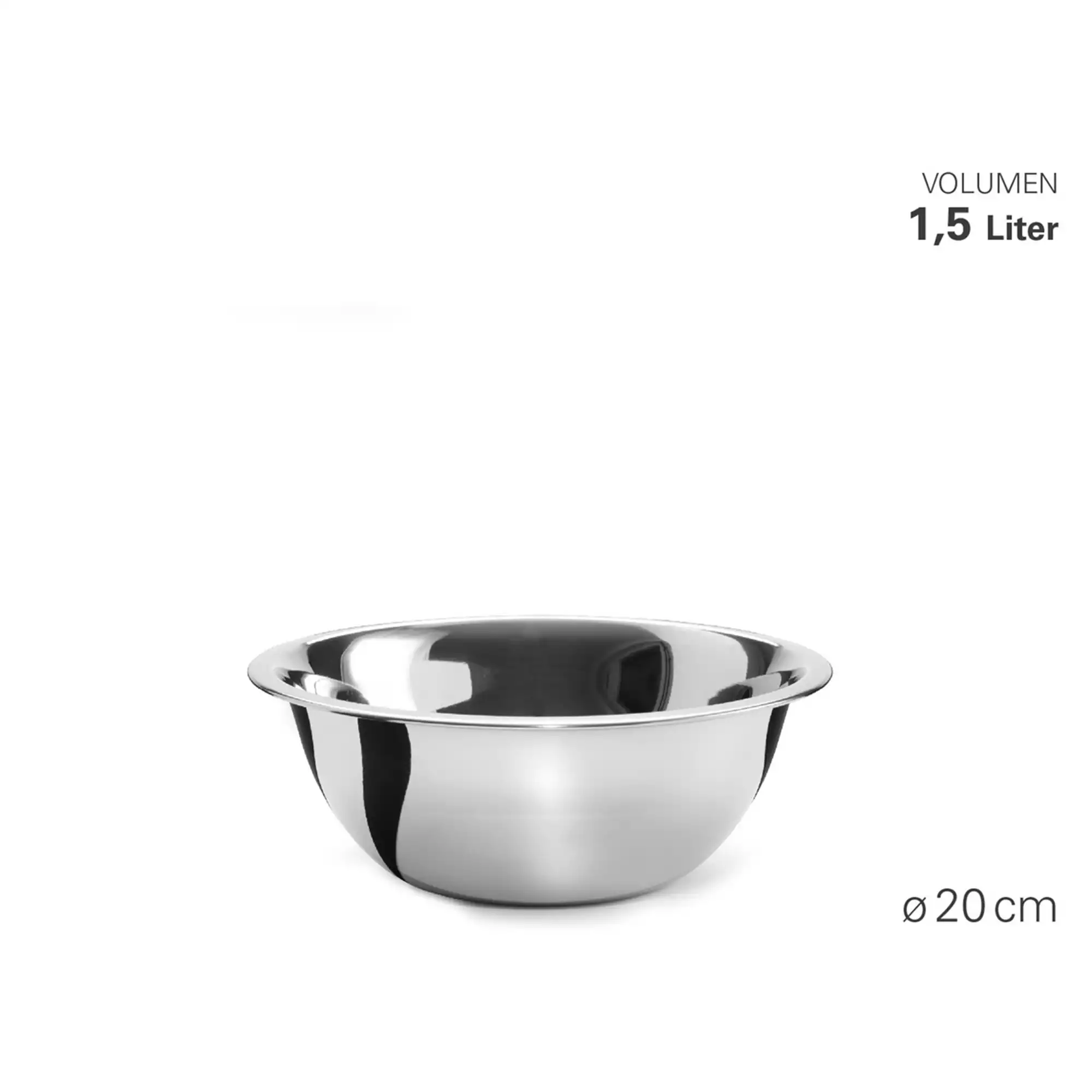 Küchenschüssel Edelstahl 20 cm 1,5 Liter
