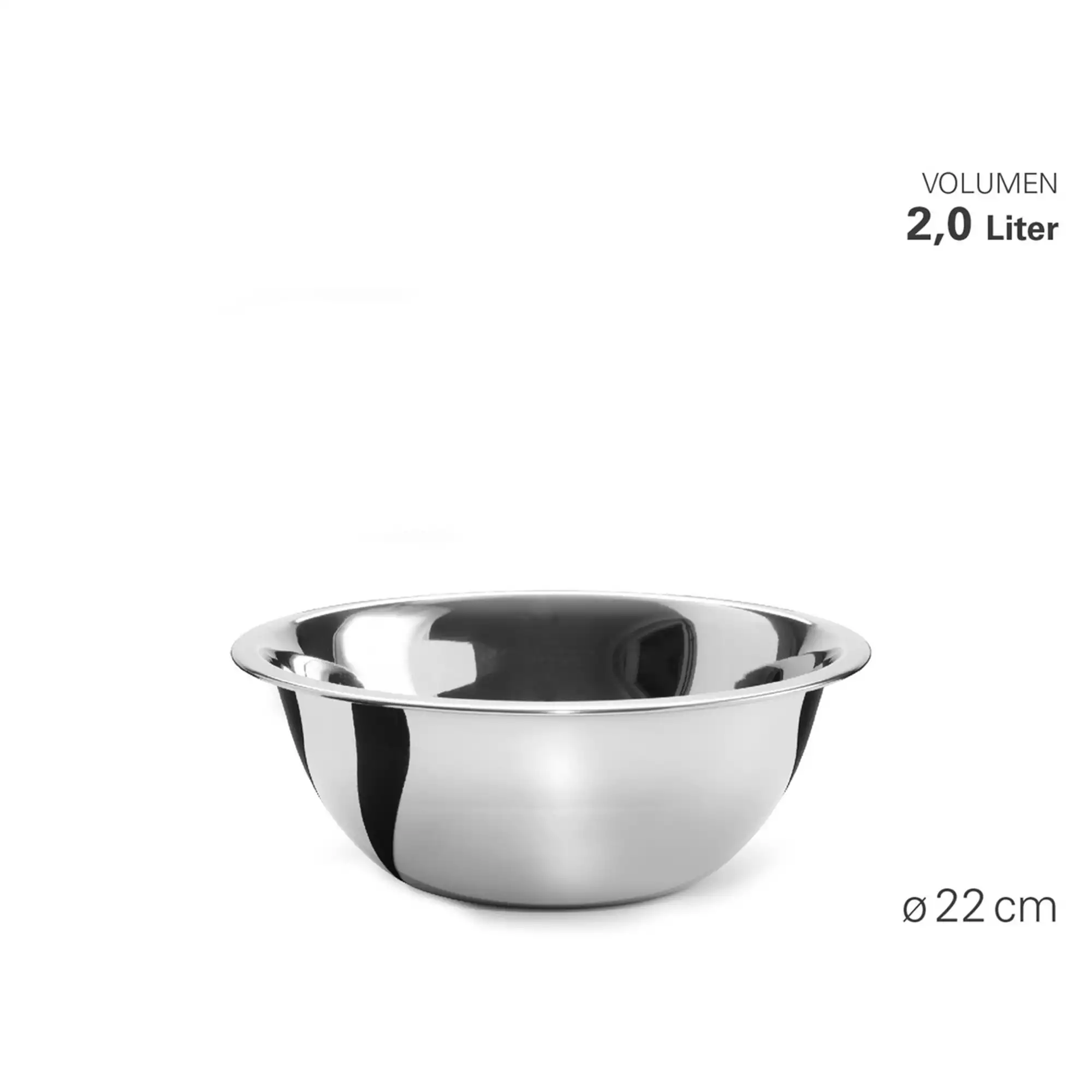 Küchenschüssel Edelstahl 22 cm 2 Liter